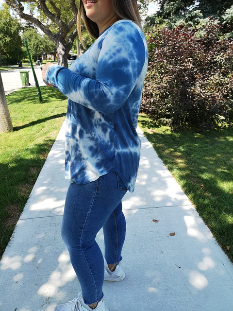 Tie-dye Long Sleeve Top Blue