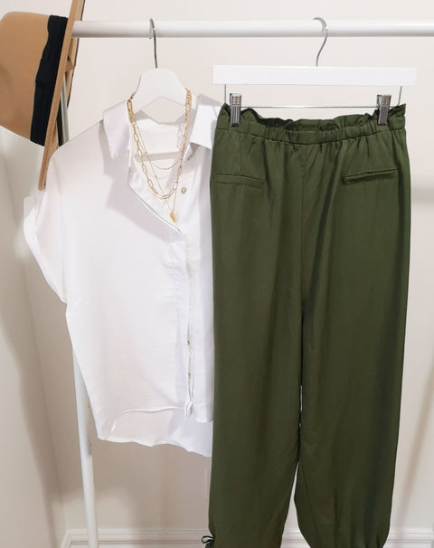 Paperbag Tassel Cuff Pant