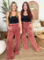 Acid Wash Wide Leg Pants: Available in Blackberry or Burgundy