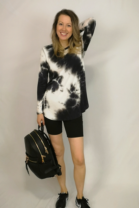 Tie-dye Long Sleeve Top Black