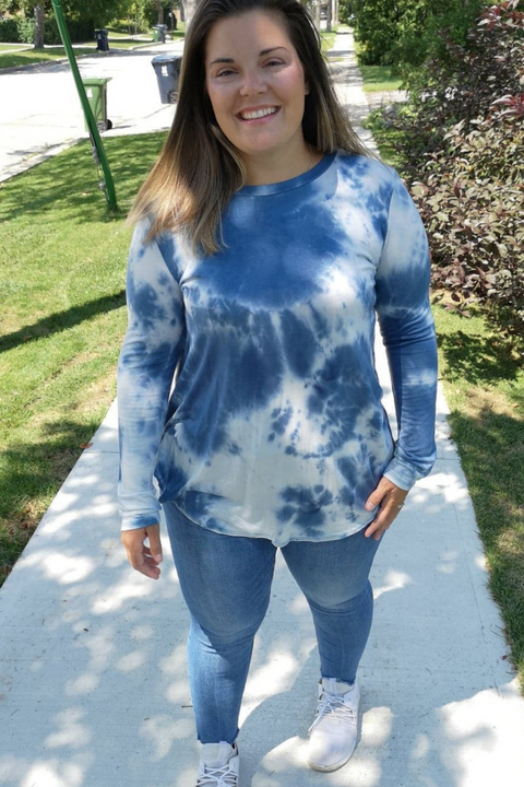 Tie-dye Long Sleeve Top Blue