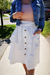 Paperbag Waist Midi Skirt in White