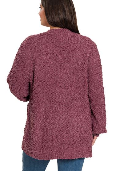 Popcorn Cardigan in Berry