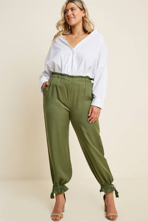 Paperbag Tassel Cuff Pant