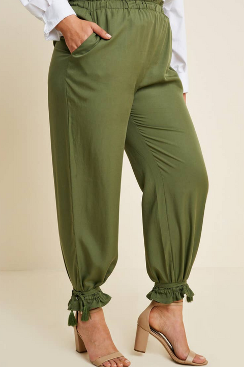 Paperbag Tassel Cuff Pant