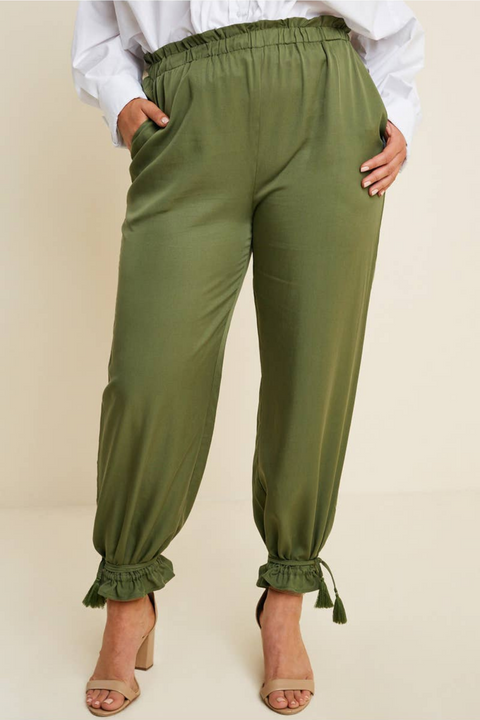 Paperbag Tassel Cuff Pant