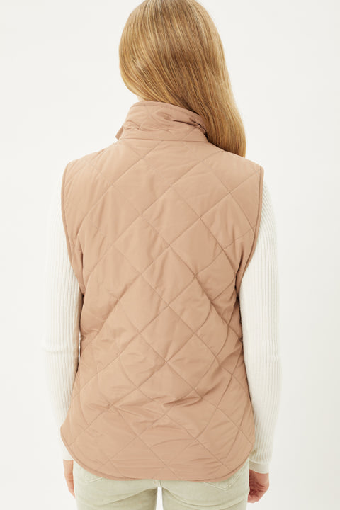 Reversible Sherpa Quilted Vest in Cocoa